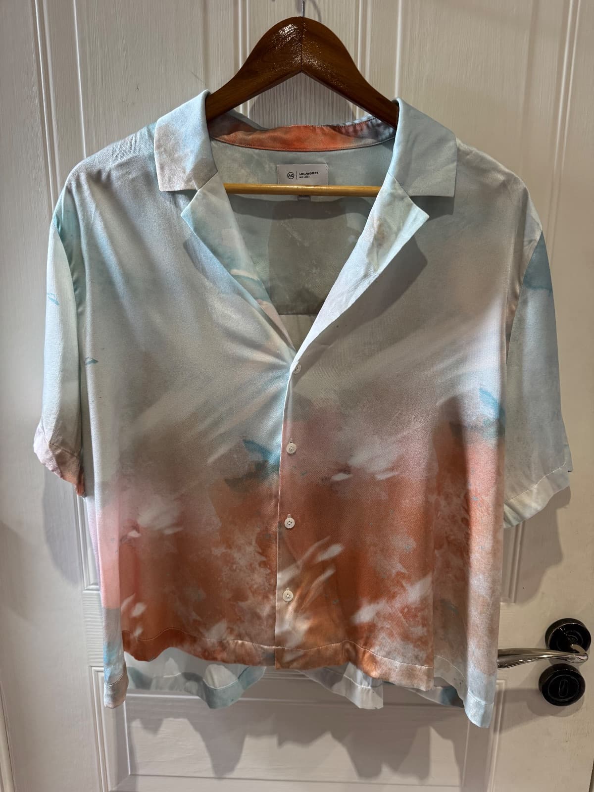AG Jeans Long Beach Top Silk Twill Camp Shirt