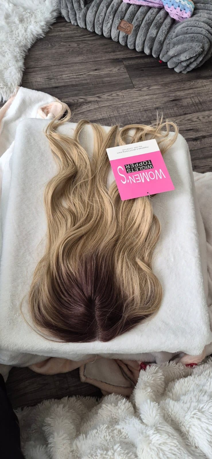 Wavy Hair Topper For Thinning Hair 20 Inches Beige Blonde Balayage With Shadow Root