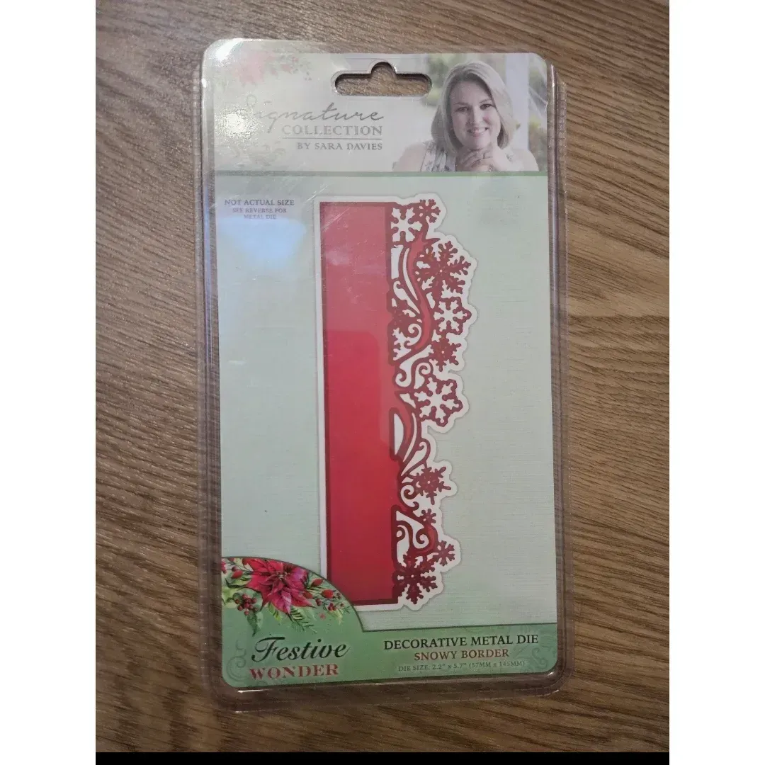 Crafter's Companion Festive Wonder Snowy Border Metal Die Signature Collection Sara Davies