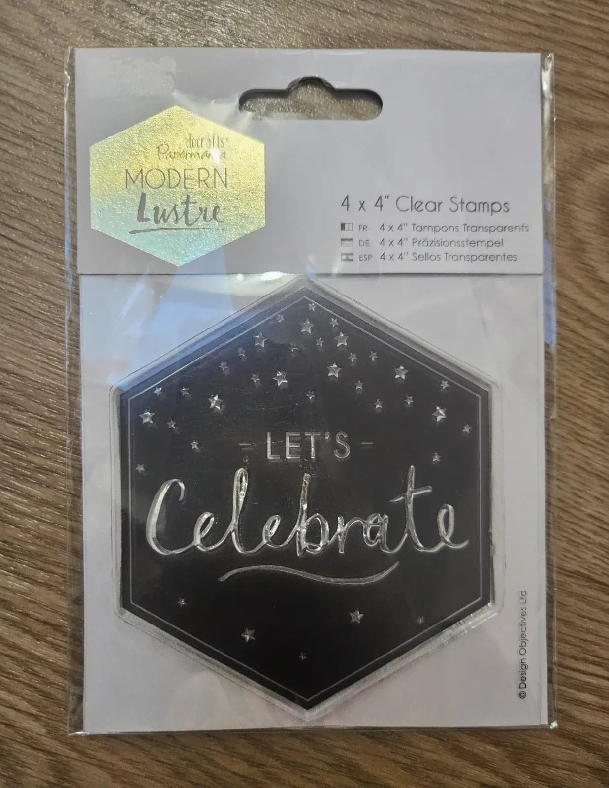 Docrafts Papermania Modern Lustre 4x4" Clear Stamp Let's Celebrate NWT