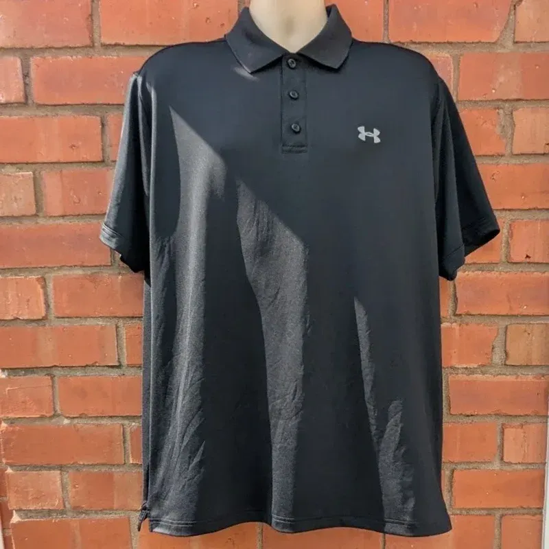 Under Armour Men's XL Black HeatGear Short Sleeve Polo Golf Shirt