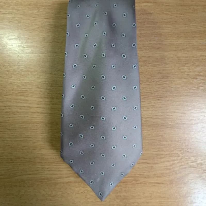 Vintage St Michael Silk Tie Mens Grey Diamond Pattern Made In UK