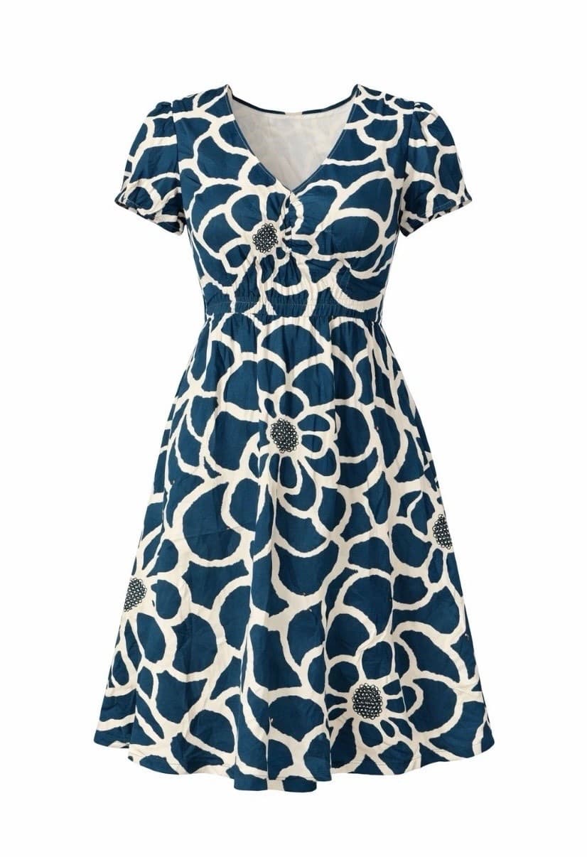 FatFace Cotton Teal Blue Floral Summer Midi Dress