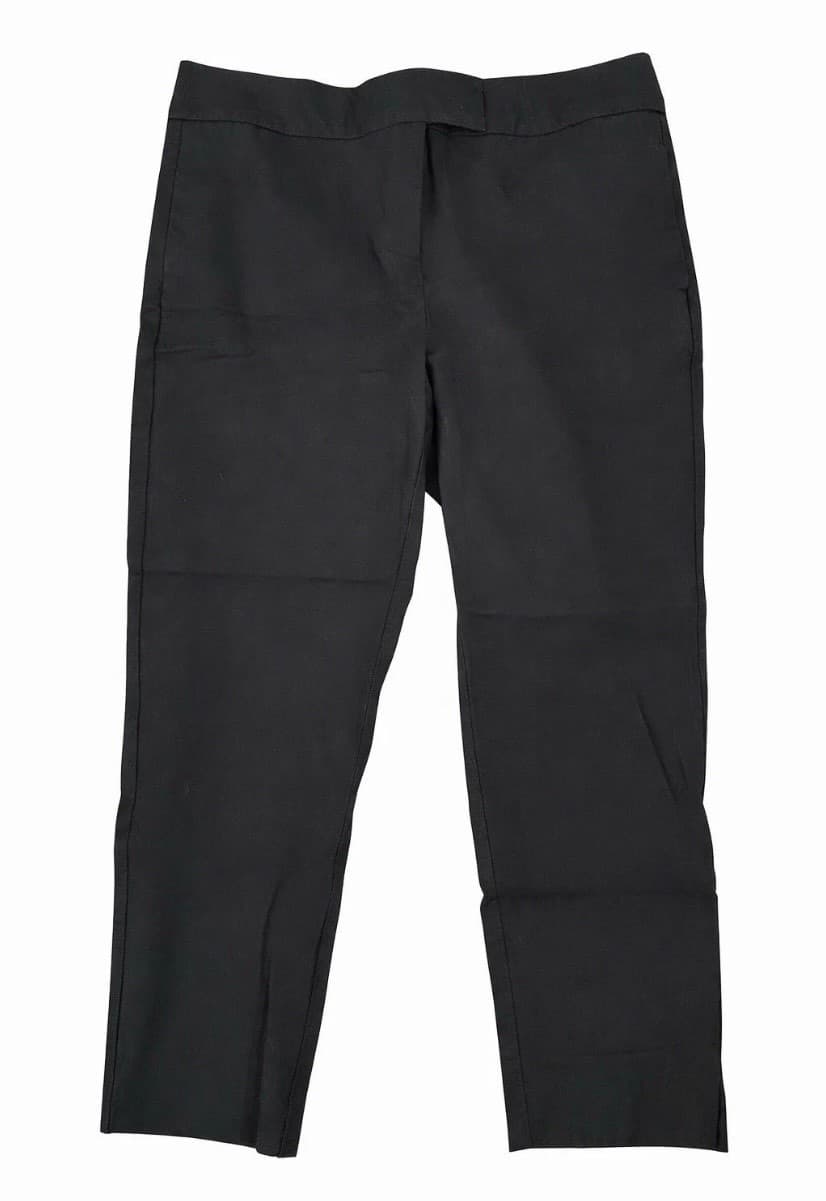 Next Petite Black Smart Cotton Blend Tailored Crop Trousers