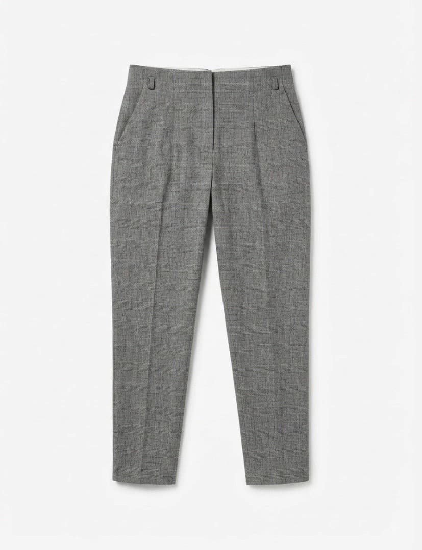 Per Una Grey Check Wool Blend Cropped Tailored Trousers
