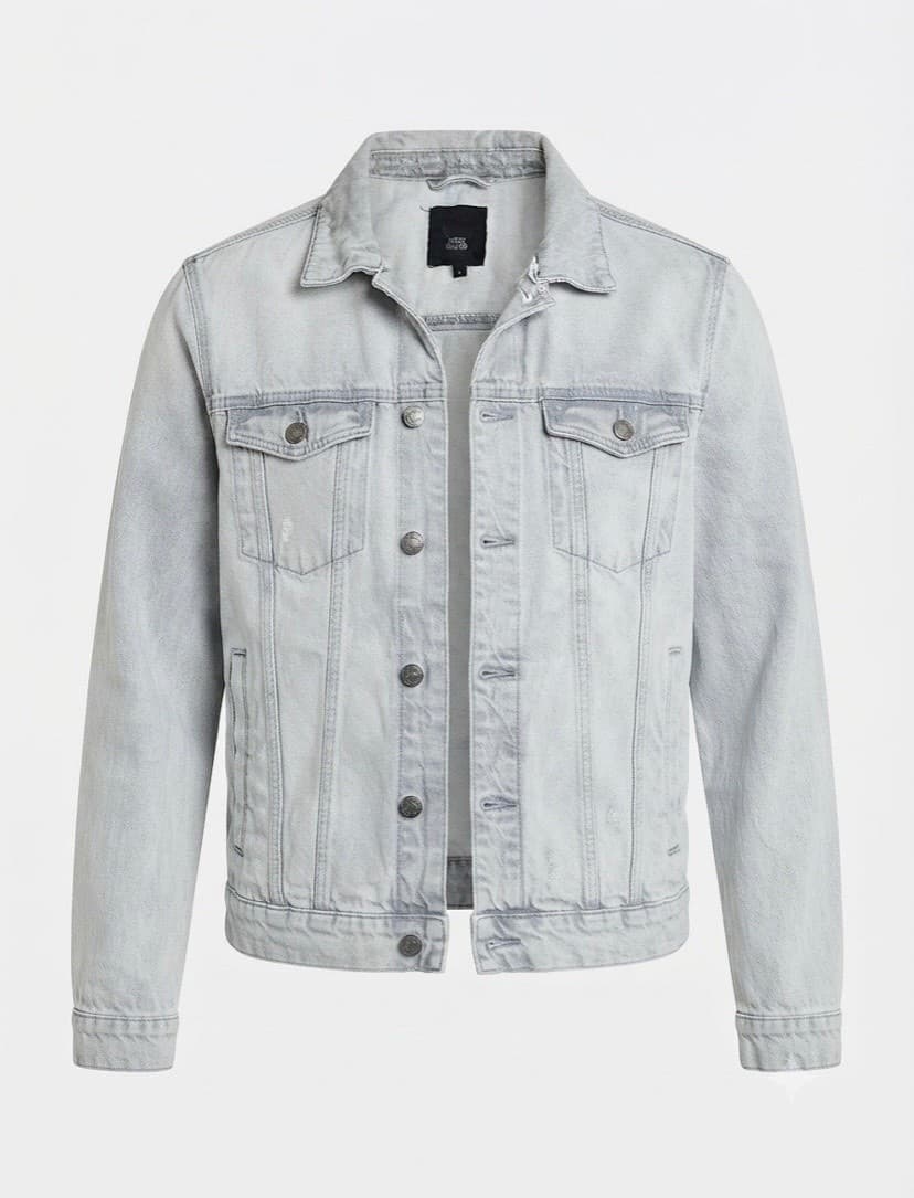 River Island Light Grey Wash Relaxed Fit Denim Jacket