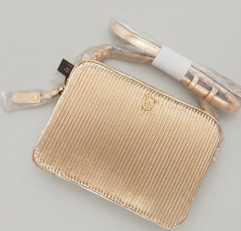 Victoria's Secret Metallic Gold Fluted Crossbody Bag